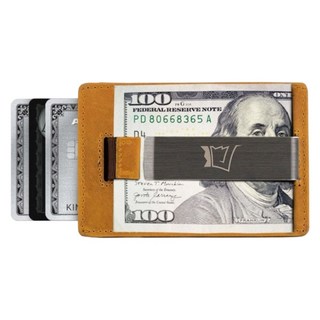 皮革錢包 金屬鈔票夾