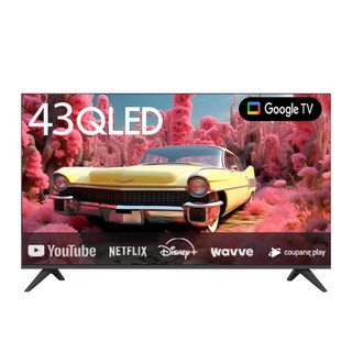 프리토스 43인치 QLED 4K 구글 AI 스마트TV 베젤리스 1등급, 고객직접설치, 스탠드형, 43QLED(블랙), 109cm(43인치)