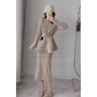全店折扣 高級感小洋裝氣質名媛洋氣御姐職業小香風針織兩件套裝裙女秋冬季