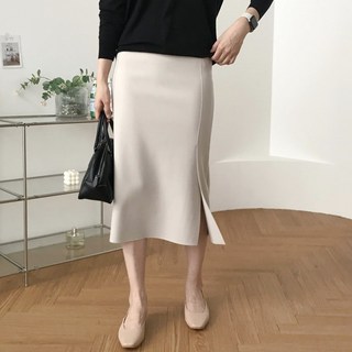 럭키제이 슬림 사이드 트임 스커트 국내제작 빅사이즈