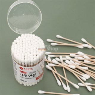 지옹샵 순면 나무면봉 100P 원형 빨간약면봉