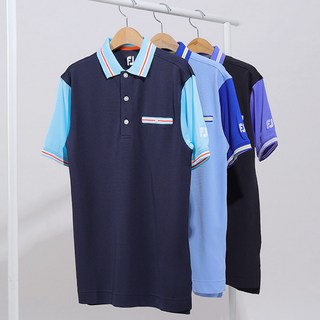 풋조이 컬러 블록 카라 반팔 티셔츠 골프상의