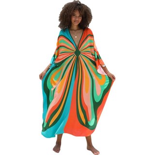 Caftans 웨이브 넥 수영복 커버업 사이즈 1151 단일 드레스 플러스 카프탄 12 오버사이즈