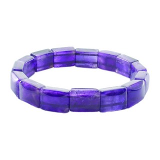 黃子庚 紫色四方紫水晶手鍊 助益智慧與財運 1個
