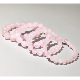 玫瑰石手鍊，粉嫩圓珠，提升愛情運，簡約百搭，彈性繩設計