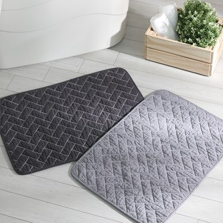 [이솔홈] 어반 헤링본 순면 퀼트 발매트, 그레이, 1개