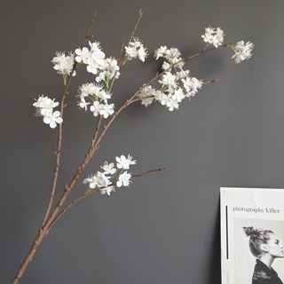 仿真雪球花花玲瓏櫻花造景單支假花軟裝擺件客廳餐桌攝影道具仿真花永生花人造花乾燥花永不凋零拍照道具假花裝飾居家裝飾, 白色, 1個
