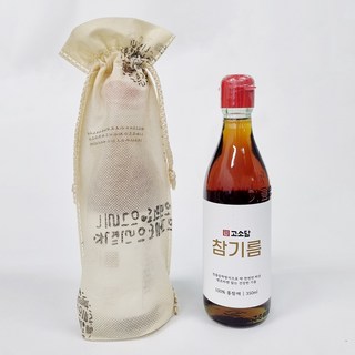 침전물없는깨끗한 고소담 참기름+ 선물용 파우치형 쇼핑백 세트 통참깨100% 고소한 맛과향이 그대로~ 전통압착방식 No 벤조피렌, 참기름+파우치, 1개