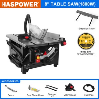 HASPOWER 8 인치 목공 테이블 톱 휴대용 목재 절단기, With Aluminum Blade