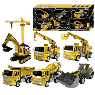 포크레인 굴삭기 중장비 트럭 세트 어린이 건설놀이 장난감 대형 완구, 공사차 6개입+ 타워크레인, 1개