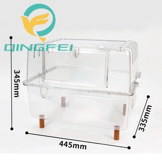 【QingFei】高透深底倉鼠籠 可厚鋪墊料 43cm倉鼠籠子, 1個, 空籠, 透明