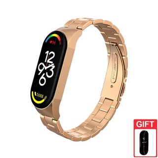 小米手環 金屬不鏽鋼錶帶 替換腕帶, 玫瑰金,小米手環3/4, 1個