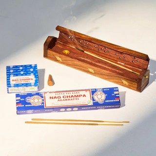 사티아 나그참파 인세스 스틱+인센스 콘+미니박스홀더 세트 (쇼핑백 증정), 로즈 스틱+쇼핑백, 드래곤블러드 콘+미니 엘리펀트홀더