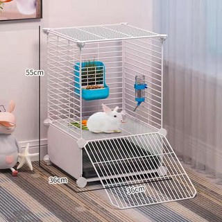 兔籠 寵物圍欄 防噴尿 兔子窩 屋 隔間 網欄, 1個, 【幼兔加密】1列1層帶擋板白