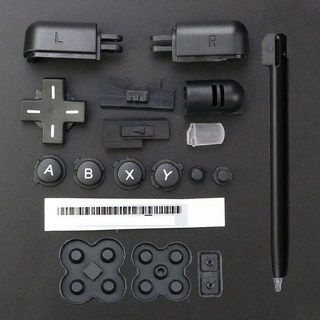 ABXY L R D 패드 크로스 버튼 전체 세트 + 전도성 스타일러스 터치 펜 라벨 for 닌텐도 DS 라이트 NDSL 교체 레드, Black