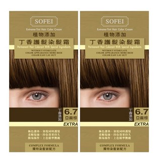 SOFEI舒妃 護髮染髮霜 植物護髮染 何首烏 丁香 多色可選，居家染髮首選，輕鬆擁有亮麗髮色, 2個, 6.7亞麻棕