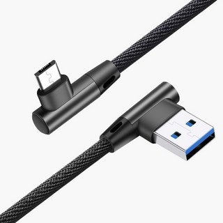 L型流線快充線 適用安卓 充電線 USB傳輸線 手機快充線, 黑色,2米, 1個