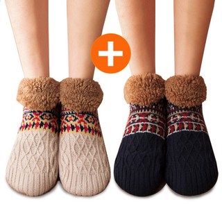 1+1 고급 뽀글이 양털 털덧신 겨울 수면양말 털실내화 털슬리퍼 남여공용