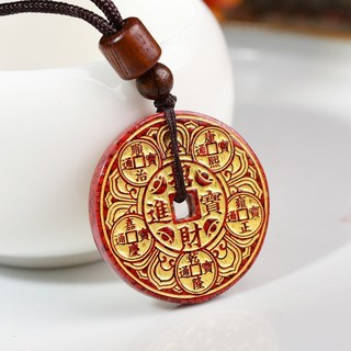 白沙屯媽祖過爐開光晶體砂硃砂五帝錢吊墜燙金款男女款進寶禮物, 燙金版 晶體砂 進寶 吊墜, 1個