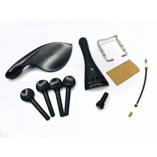 老羊樂器店 小提琴烏木配件組：弦栓、腮托、牛津線拉弦板、尾釘, 1個