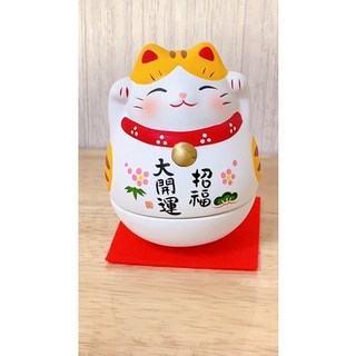 藥師窯 錦彩福助招財貓 招福大開運不倒翁擺飾 日本製 瀨戶市 招財禮品 開店營業, 虎紋貓-招福大開運