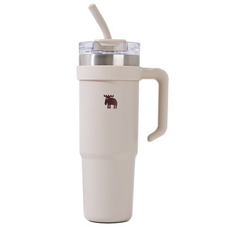 MOZ 스웨덴 포스코 316 스텐 1L 대용량 보온보냉 손잡이 텀블러 보온병, 1개, 1000ml, 오트밀베이지