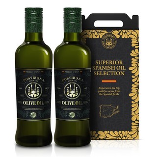 [선물포장]포스티보나 엑스트라버진 올리브유 500ml 2병 오일선물세트, 1세트