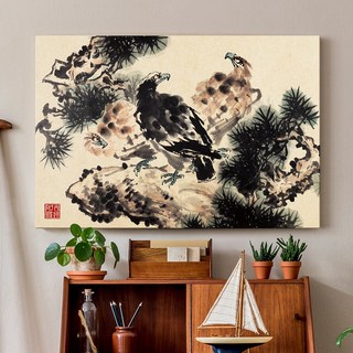 복을 부르는 동양 수묵 담채화 전통 민화 한국화 캔버스 액자 인테리어, 08.벽사응도