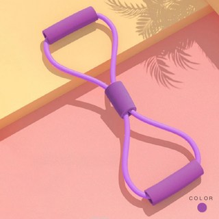 LUCISSI 乳膠八字拉力帶 健身彈力繩 防滑耐磨 透氣速乾 復健運動 健身彈力器材 加粗加厚 抗斷拉力強, 1個, 基礎款矽膠8字拉力器 極光紫色
