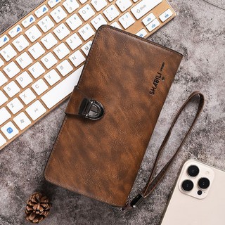 SHABILI 男士長款錢包 復古大容量手拿包 多卡槽手機夾