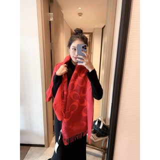賣場新品優雅字母雙爆款蔻仿羊絨輕奢夯女批發圍巾畫同款大牌小紅書老花冬
