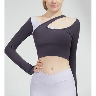 와드팩토리 여성 필라테스복 요가복 배색 레이어드 긴팔 브라탑