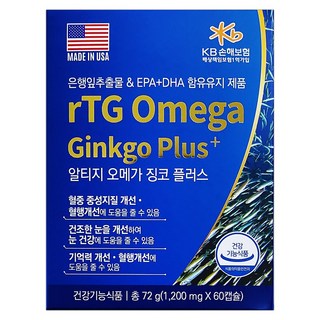 알티지오메가 징코플러스 엔쵸비오일 은행잎추출물 사탕수수 60캡슐 120캡슐, 60정, 1개