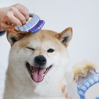 비다앤코 애완동물 고양이 강아지 원터치 브러쉬 마사지 빗, 1개, 핑크