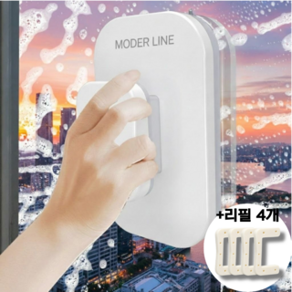 모더라인 양면청소 자력밀착 유리창닦이, 화이트, 1개