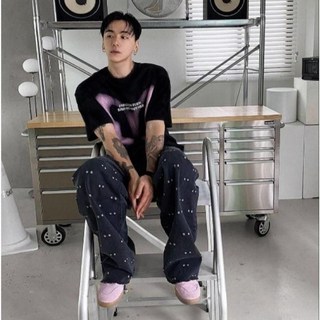 【20ss_select】韓國噴墨蝴蝶短T 短袖 男生短袖 夏天短袖 短t 落肩寬鬆 情侶衣 女生短袖 潮流 街頭, 黑色,F