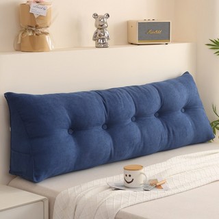 日式滌麻三角床頭靠枕 床頭墊 靠背墊 大靠枕 抬腿枕, 愛麗斯藍