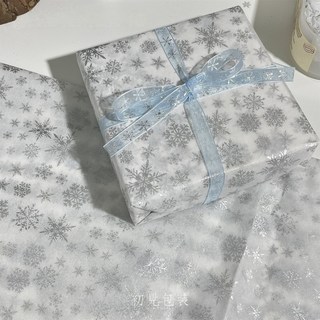 燙銀雪花包裝紙10入 雪梨紙禮物包裝 冬日禮品DIY包裝紙, 1個, 雪花包裝紙 10入/包