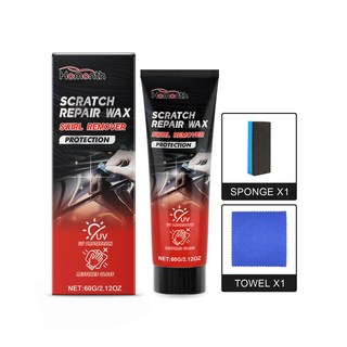 有間美妝優選店HOMONTH 汽車劃痕修護蠟 汽車漆面拋光補漆翻新上光修護車蠟 汽車維護, 1個, 60G+海綿+毛巾