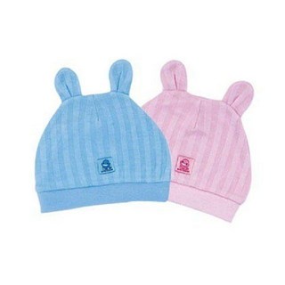 美國媽咪 KUKU酷咕鴨 跳跳嬰兒帽 初生帽 藍色粉色 KU2177，柔軟舒適、透氣排汗，寶寶時尚穿搭必備