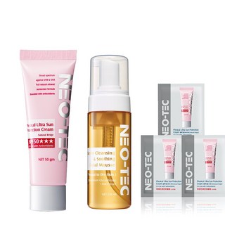 NEO-TEC 妮傲絲翠 物理性潤色防曬霜 SPF50 4顆星 輕盈版+胺基酸舒緩潔顏慕斯, 1件, 50ml