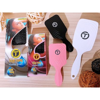 韓國市集 韓國 Tion 護髮柔順魔法梳 負離子護髮專用梳子 乾濕兩用, 1個, 黑,大25.5cm, 黑