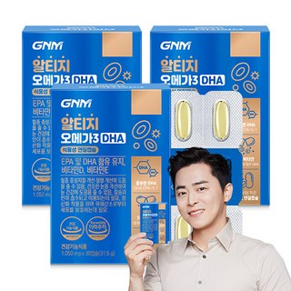 [식물성캡슐] GNM자연의품격 rTG 알티지오메가3 DHA 비타민D 비타민E 1 050mg, 30정, 3개