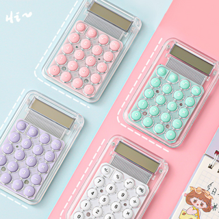 픽스타일 투명 미니 계산기 파스텔 컬러 예쁜 계산기 투명, 1개, 화이트