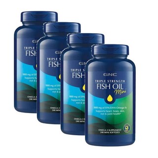 지엔씨 오메가3 피쉬오일 1000mg 트리플스트렝스 미니 소프트젤 GNC Fish Oil, 240정, 4개