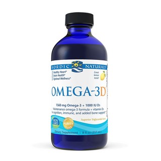 노르딕 내추럴스 오메가-3D 1560 mg EPA 745DHA 500 + 1000 IU 비타민 D3 레몬 맛 237 ml, 1개, 237ml