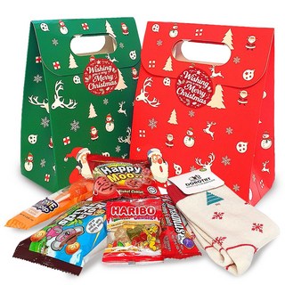 크리스마스 단체선물 간식꾸러미 양말+간식세트 어린이집 유치원 답례품 고급 종이백 포장간식 선물세트, 1개, (4호)종이백 양말+간식세트