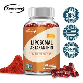 리포솜 아스타잔틴 보충제 24 mg 최대 흡수력 비타민 C보다 항산화제 비 GMO 및 글루텐 프리, 2개, 120회분