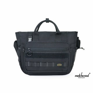 Matchwood 軍事工裝三用包，斜背手提托特包，硬派全黑款，公事包推薦, 黑色