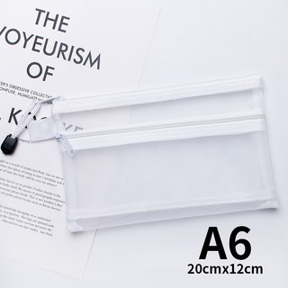 A4 A5 A6 휴대용 더블 레이어 메쉬 지퍼 파일 가방 투명 학생 테스트 용지 데이터 저장 가방 사무실 파일